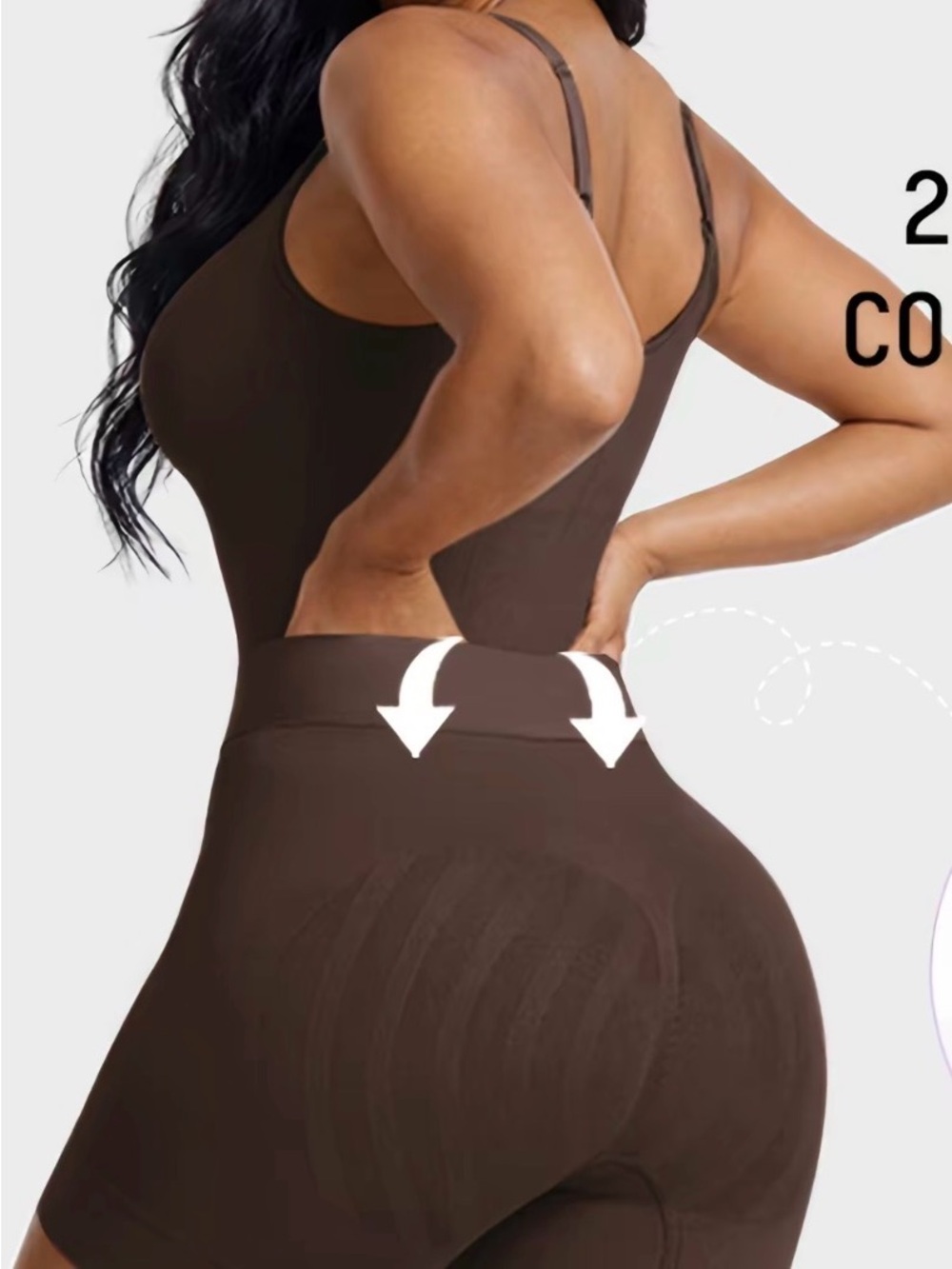 High-Waist Sculpting Bodysuit  - Brown